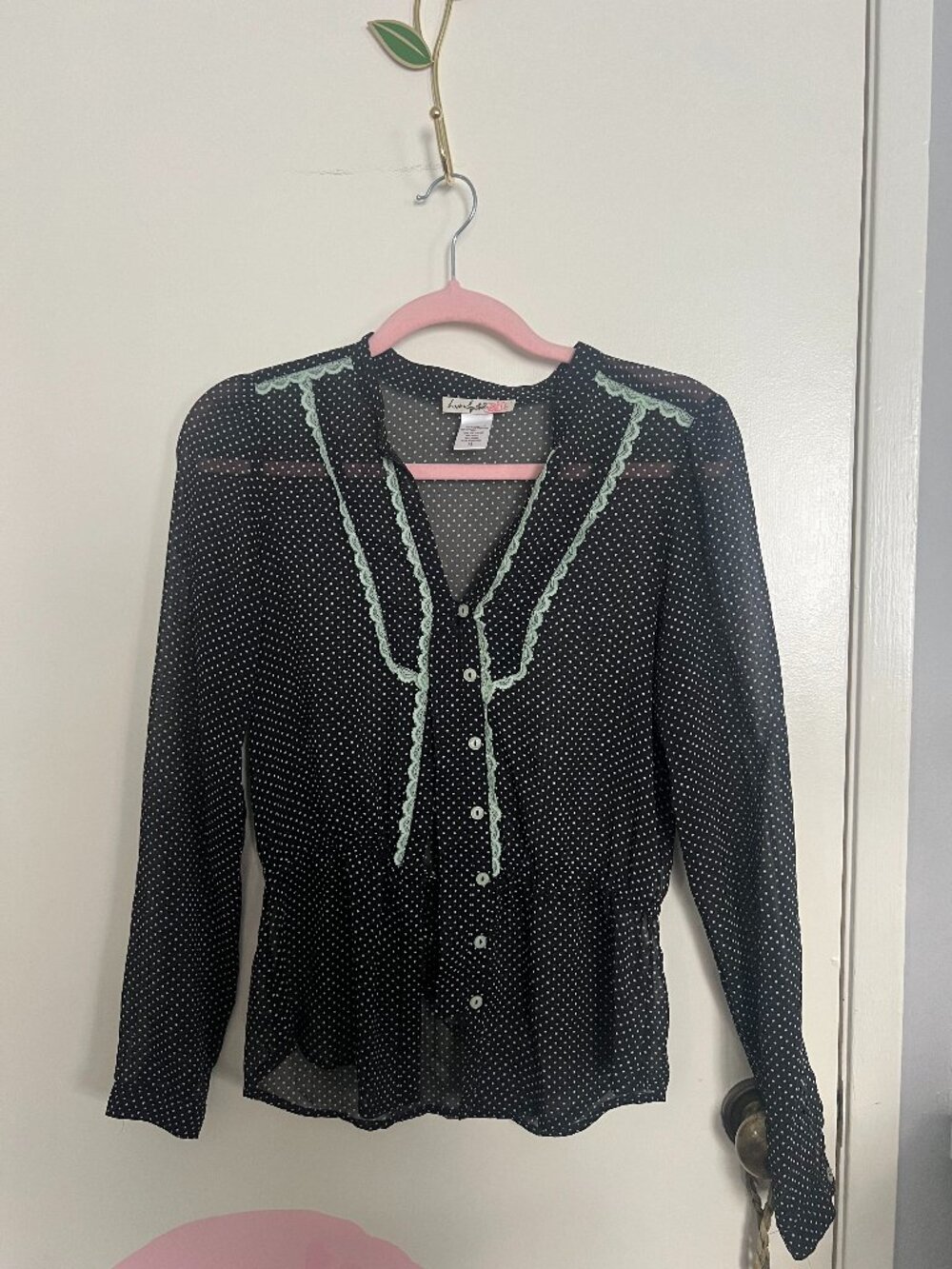 Love Squared Women's Mesh Black and Blue Blouse